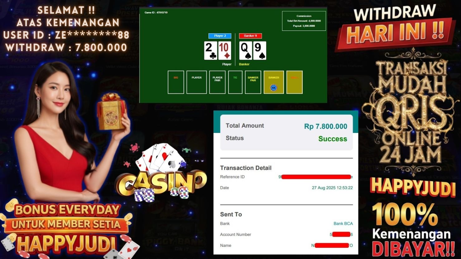 HAPPYJUDI JACKPOT LIVE CASINO BACCARAT